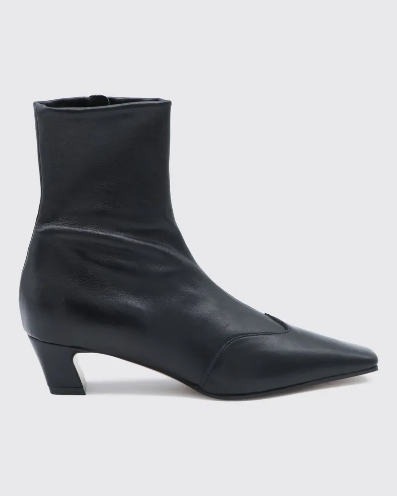 KHAITE Nevada Lederstiefeletten mit eckiger Kappe und niedrigem Absatz Schwarz