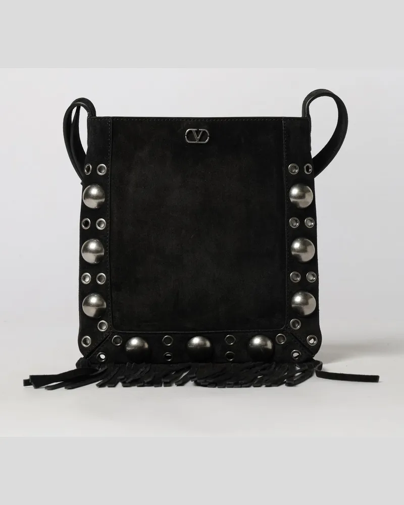 Valentino Garavani Nellcôte Umhängetasche aus Leder mit Nieten und VLogo Signature Schwarz