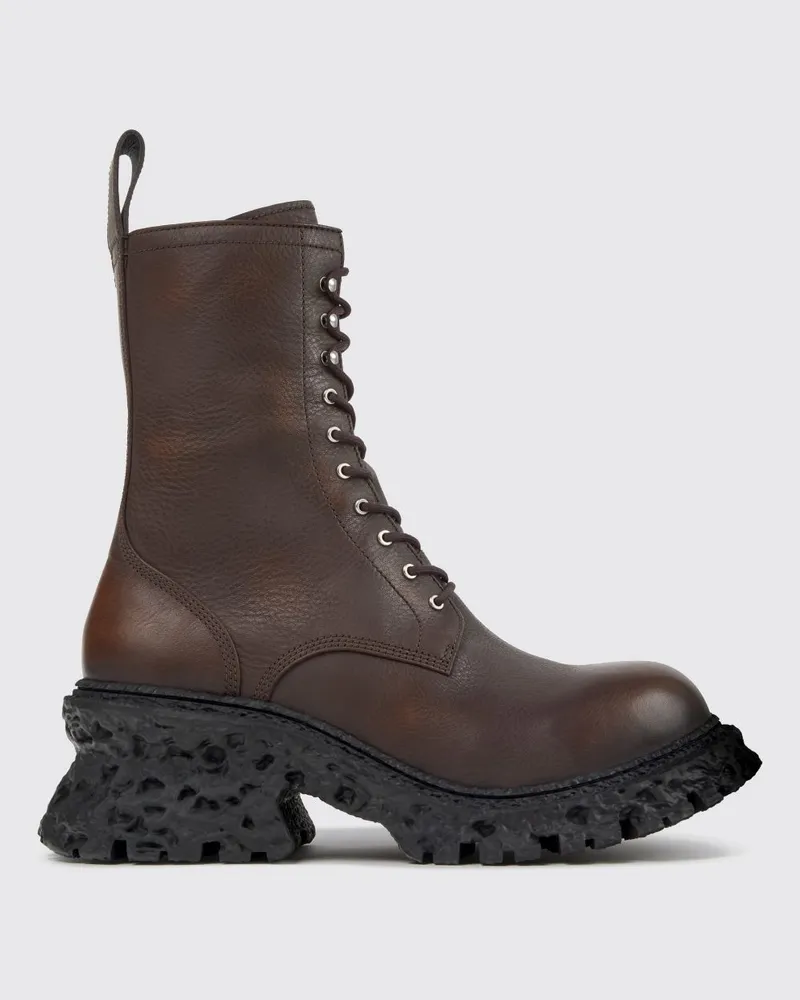 Camper Terroso Combat-Boots von aus Leder in Antik-Optik mit Zip Braun