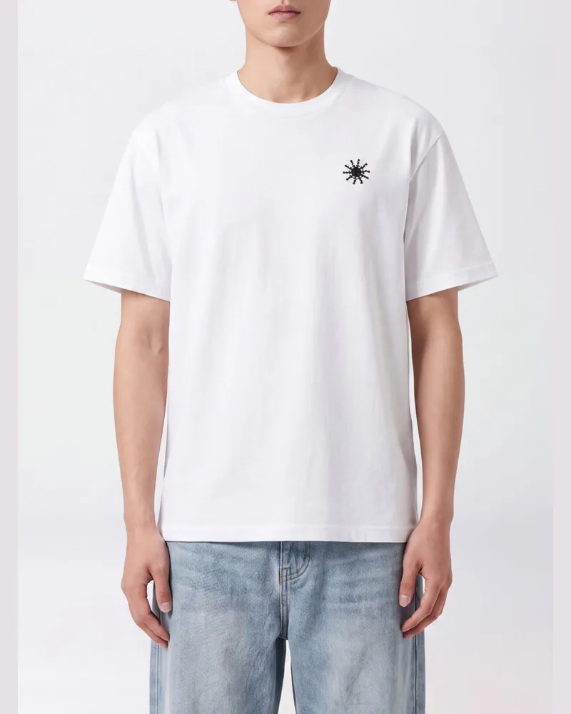 HTC Hollywood Trading Company Oversized T-Shirt aus Baumwolle mit besticktem Logo und Strass Weiß