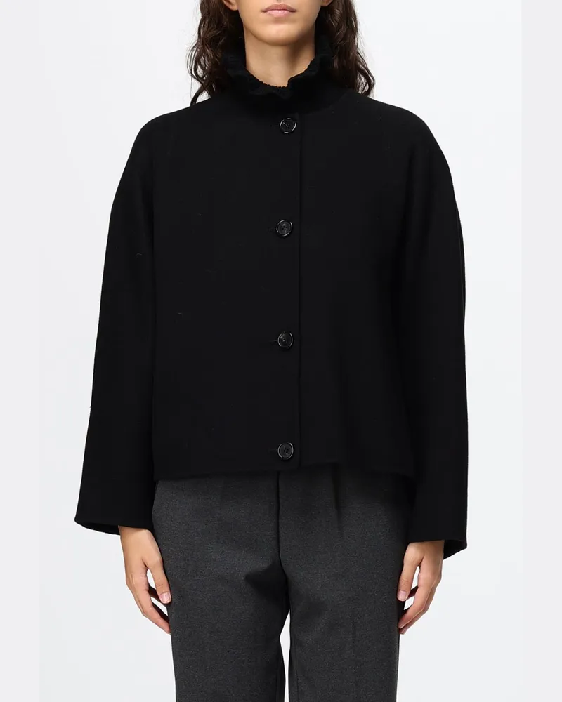 Max Mara Kurzer Mantel Kate aus reiner Wolle mit Schalkragen Schwarz