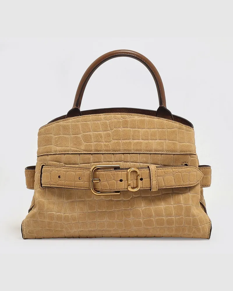 Marc Jacobs The Satchel Krokoprint-Wildledertasche Beige