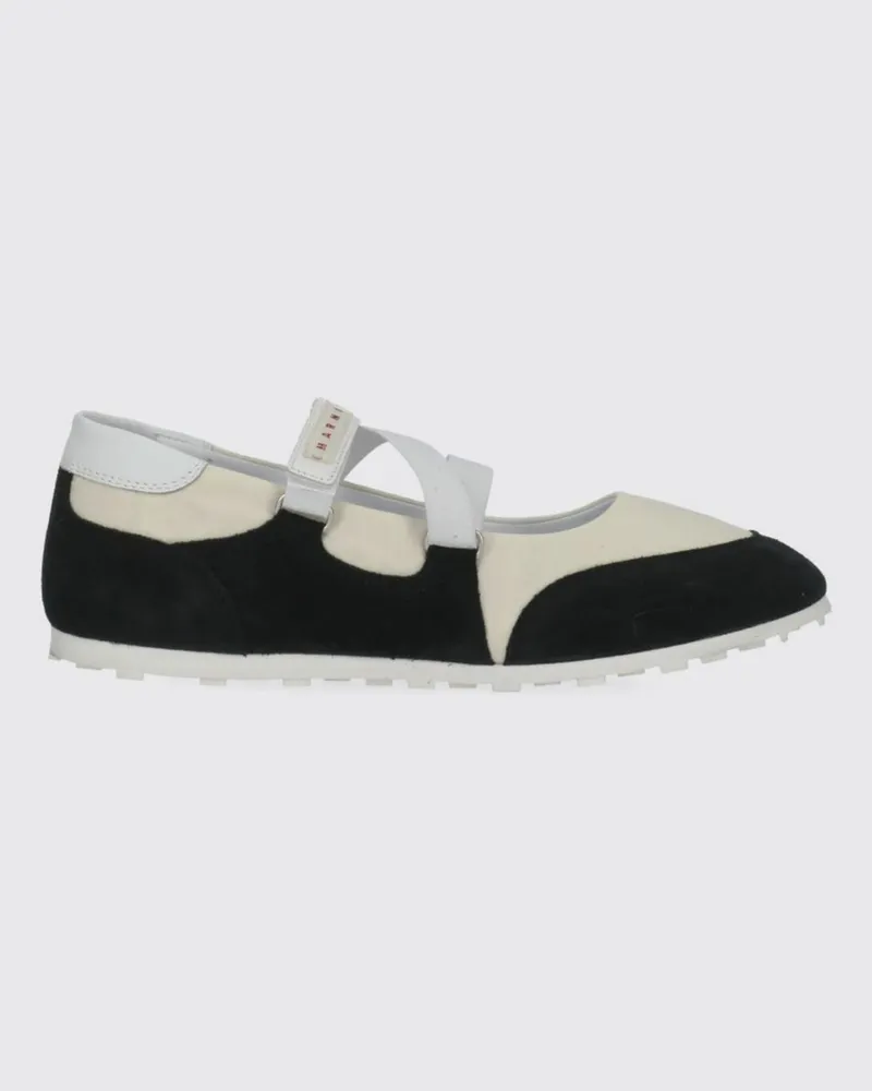 Marni Ballerina aus Nylon und Wildleder Weiß