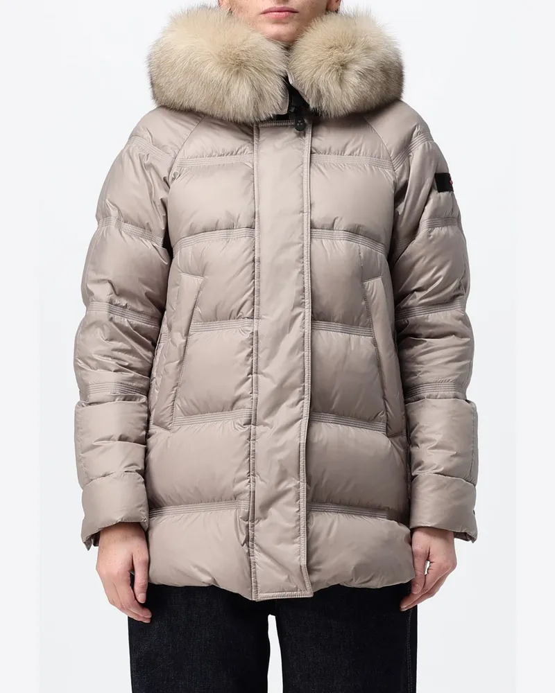 Peuterey Kurze Stepp-Daunenjacke aus Nylon von mit Shearling-Kapuze Beige