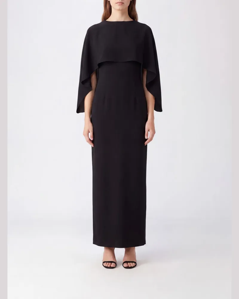Alberta Ferretti Ärmelloses langes Abendkleid aus Crêpe in Etui-Form Schwarz