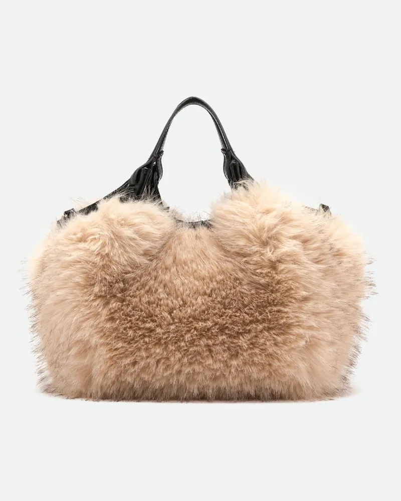 Gianni Chiarini Dua Handtasche aus Kunstpelz mit Lederdetails Natural