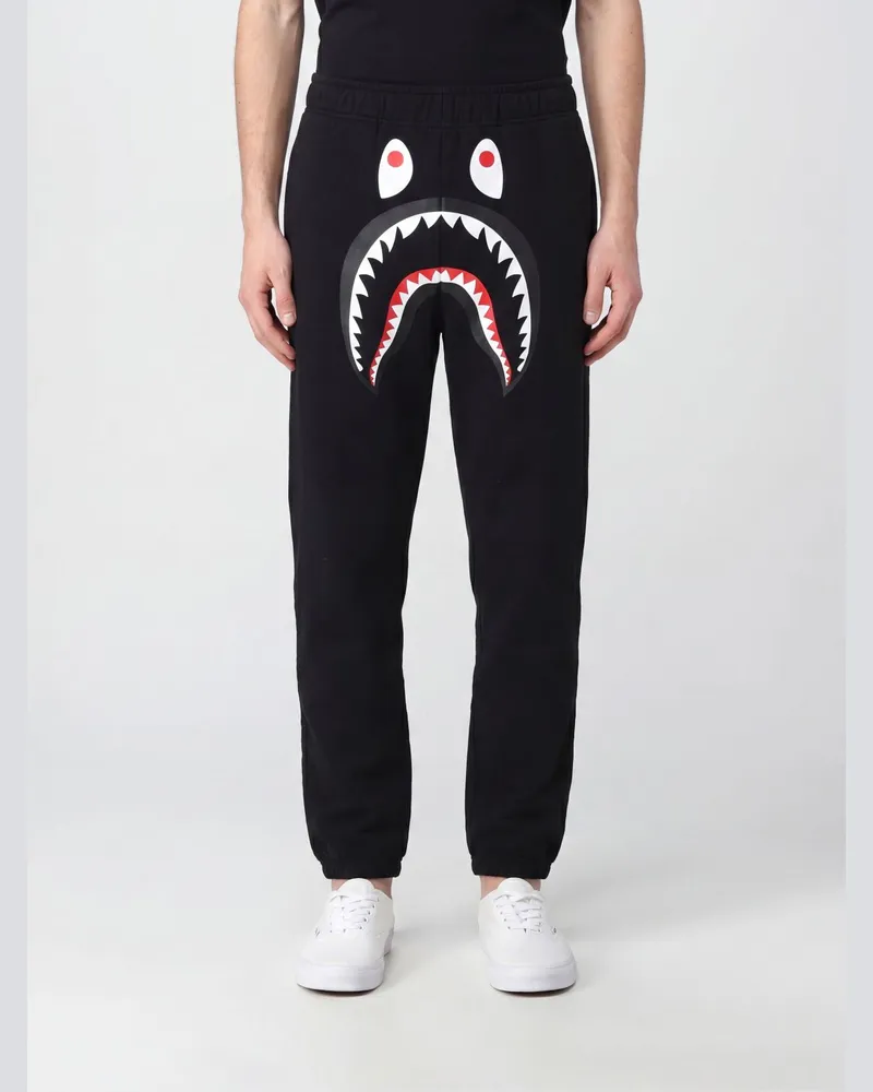 BAPE Jogginghose aus Baumwolle mit Kontrastlogo und elastischem Bund Schwarz