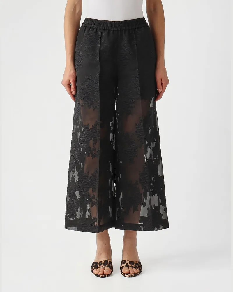 MEIMEIJ Cropped Hose aus Spitze Schwarz