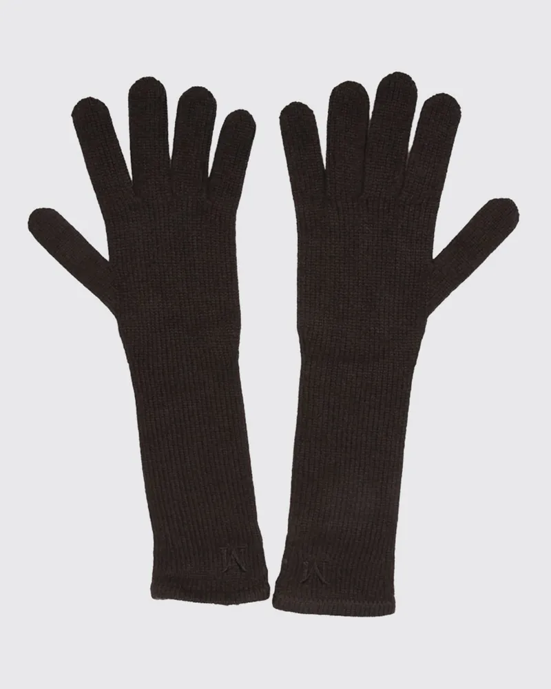 Max Mara Jock Gerippte Handschuhe aus 100% Kaschmir mit gesticktem Logo Braun