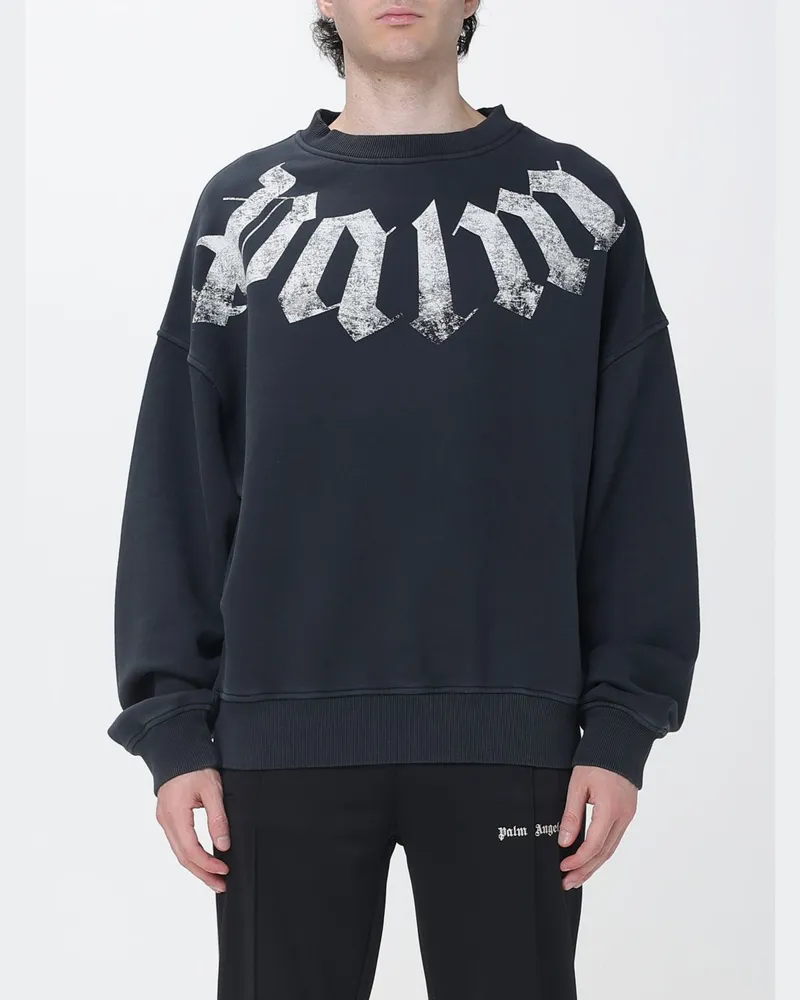 Palm Angels Oversized-Sweatshirt mit Rundhalsausschnitt von aus Baumwolle mit Logodruck Schwarz