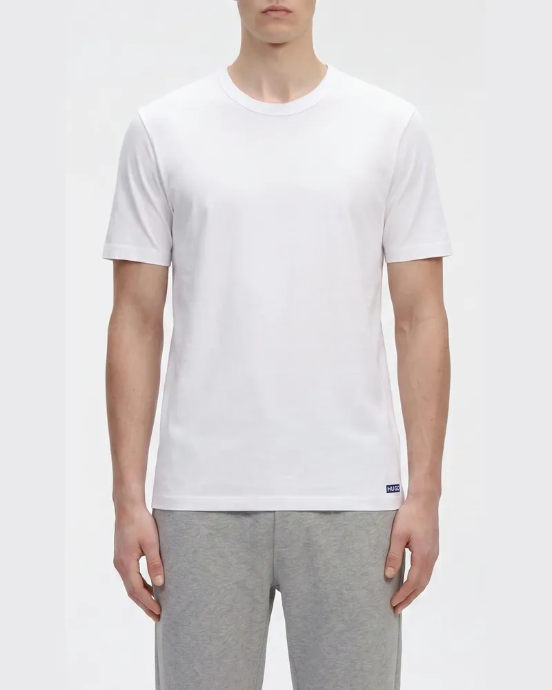 HUGO BOSS Set aus zwei T-Shirts aus Baumwolle mit Kontrastlogo und Rundhals Weiß