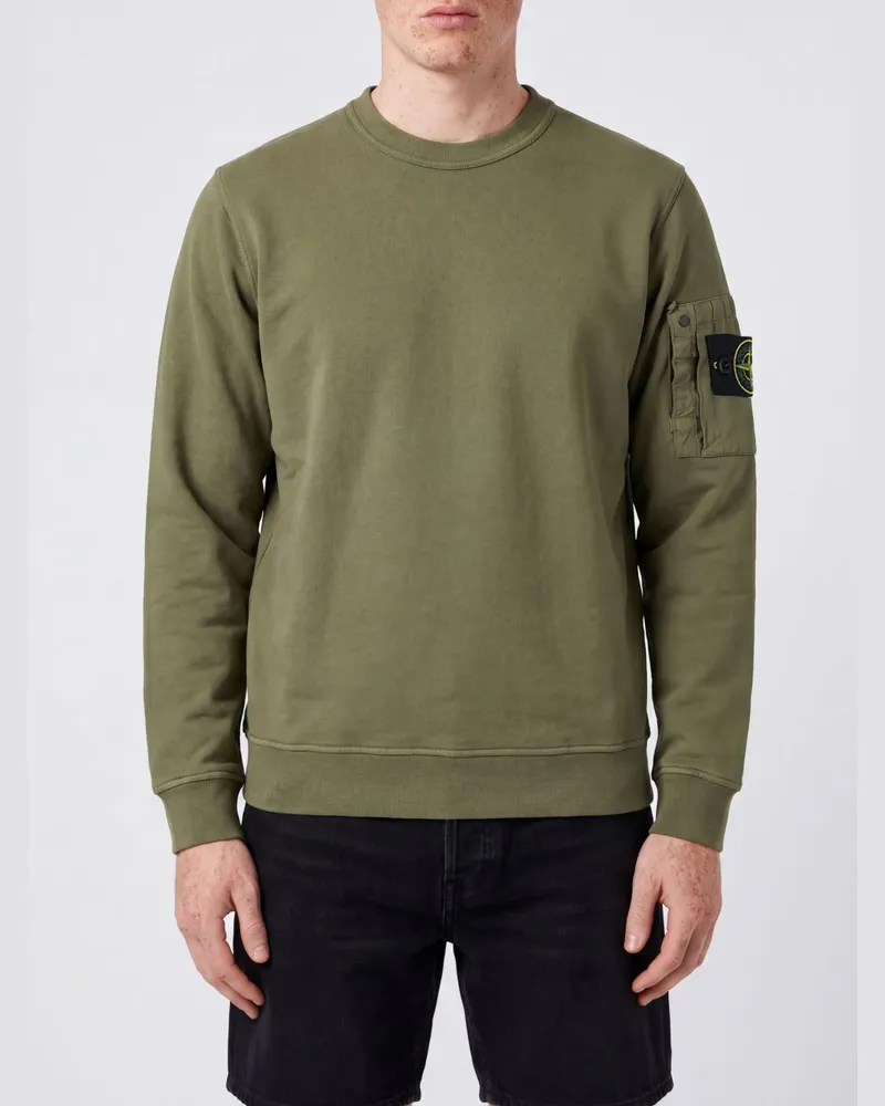 Stone Island Rundhals-Sweatshirt mit Logo-Tasche Grün