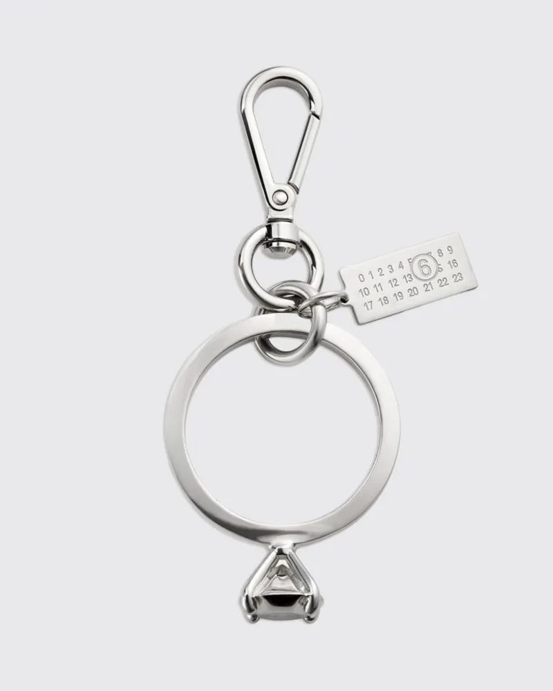 Maison Margiela Metall-Schlüsselanhänger mit graviertem numerischem Logo Silber