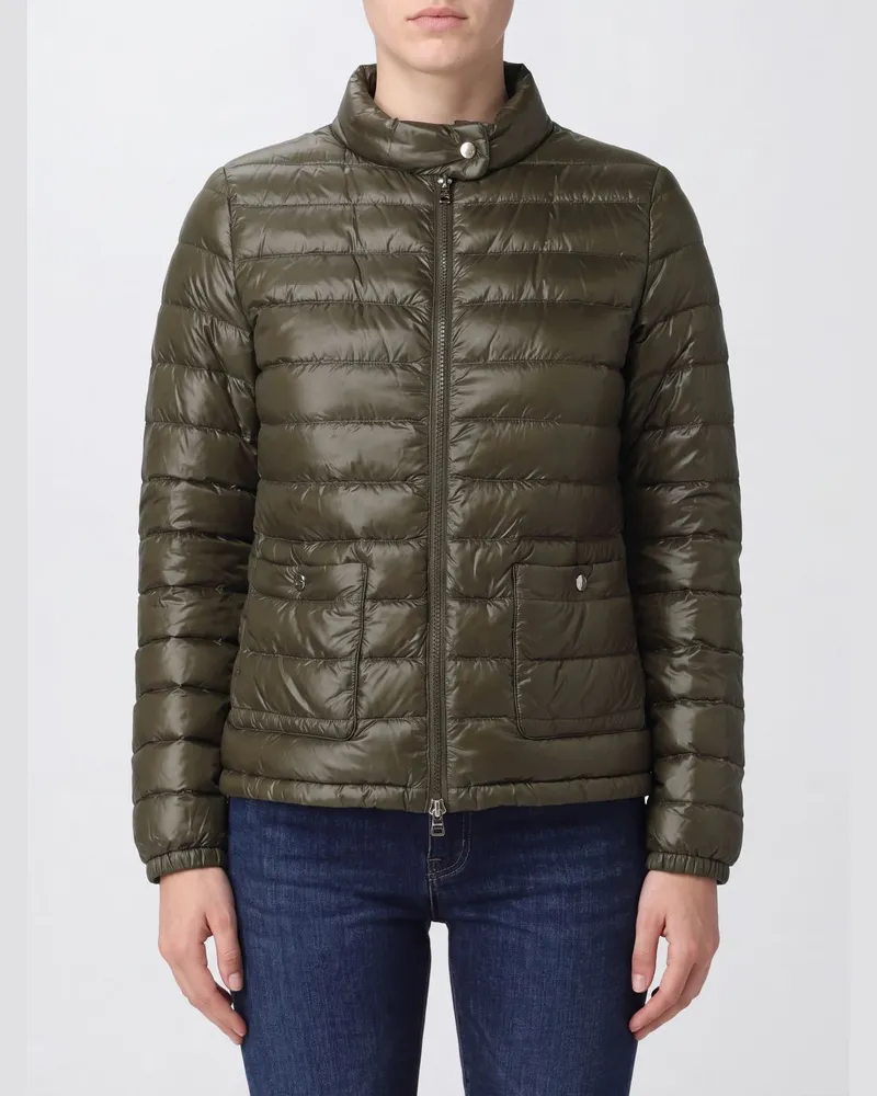 Herno Kurze Daunenjacke aus ultraleichtem Nylon mit Biker-Kragen und Reißverschluss Grün