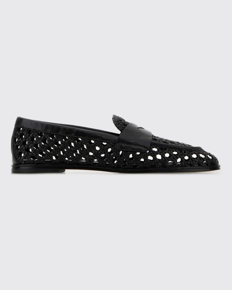 Stuart Weitzman Mokassins aus geflochtenem und perforiertem Leder Schwarz