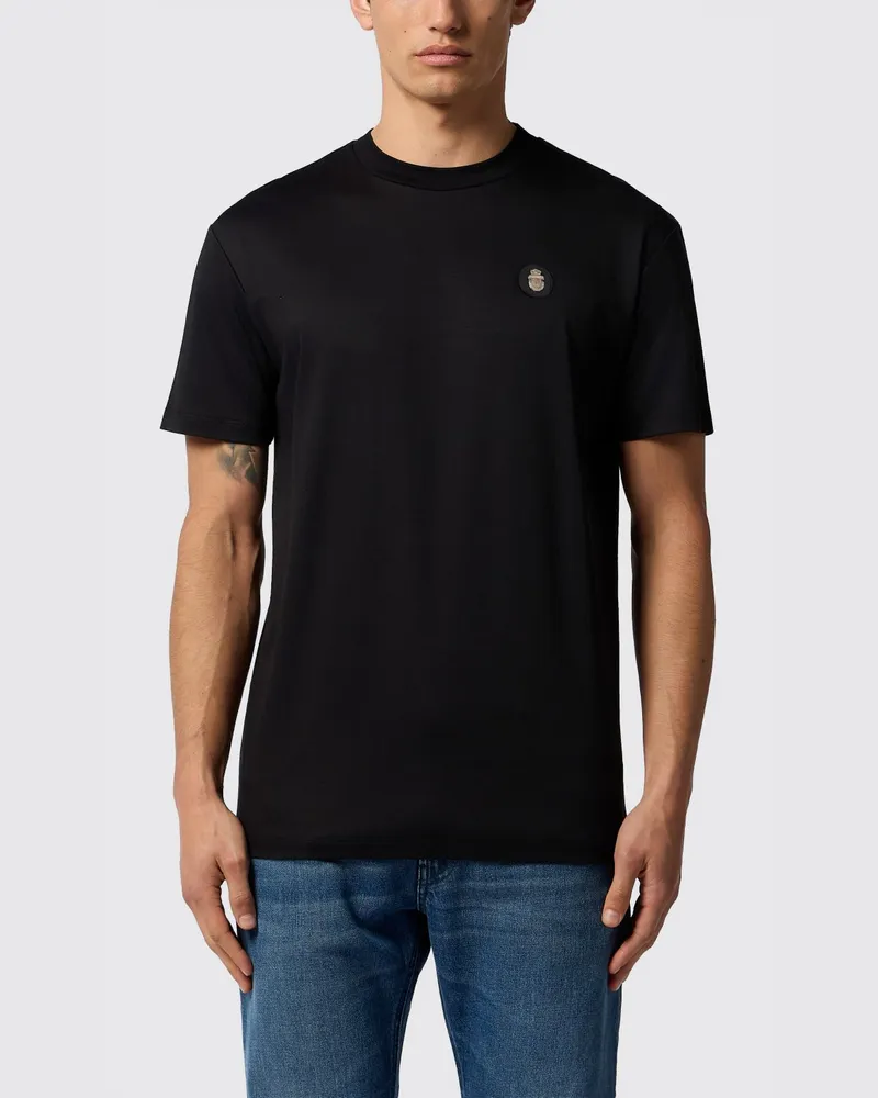 Billionaire Baumwoll-Jersey T-Shirt mit Rundhalsausschnitt und appliziertem Logo-Patch Schwarz