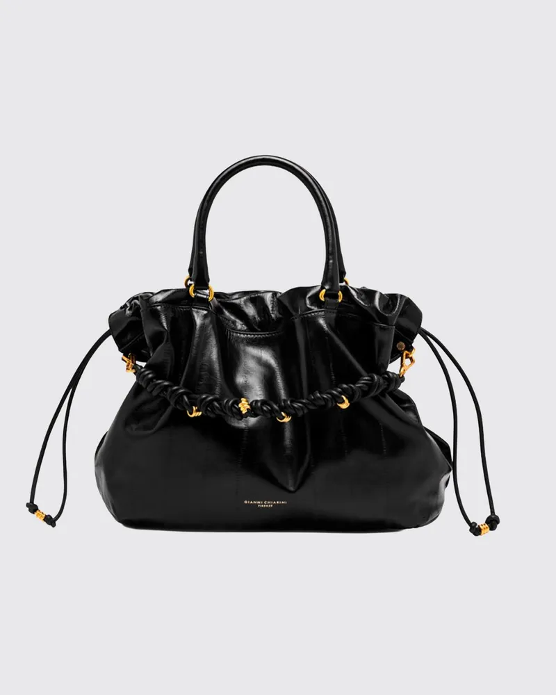 Gianni Chiarini Morgana Lederhandtasche mit Kordelzugverschluss Schwarz