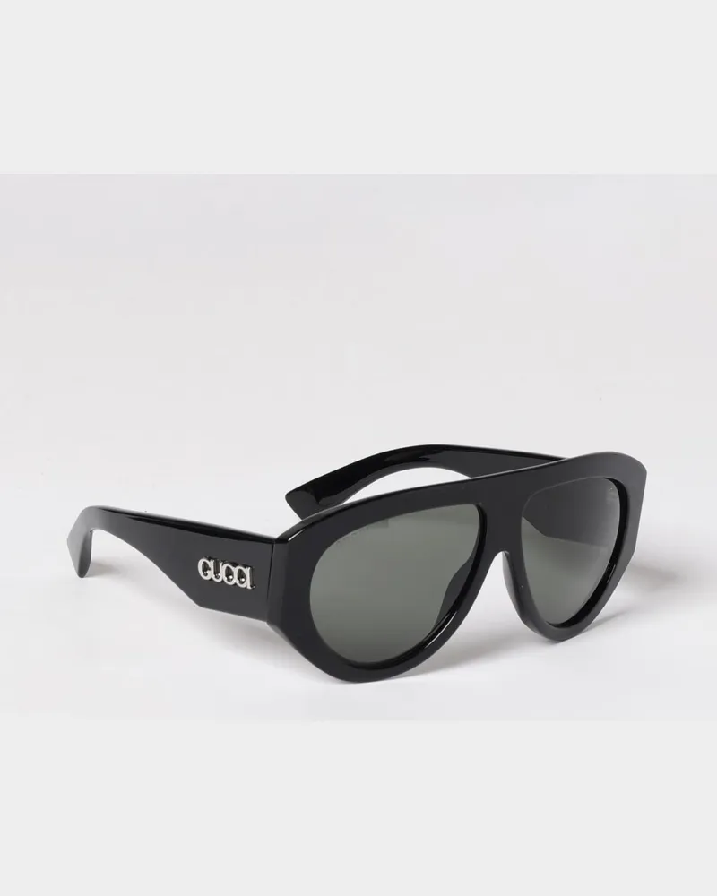 Gucci Piloten-Sonnenbrille aus recyceltem Acetat mit aufgedrucktem Logo Schwarz