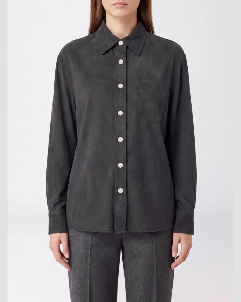 Pinko Hemd aus Cupro-Viskose-Twill mit überschnittenen Schultern Schwarz