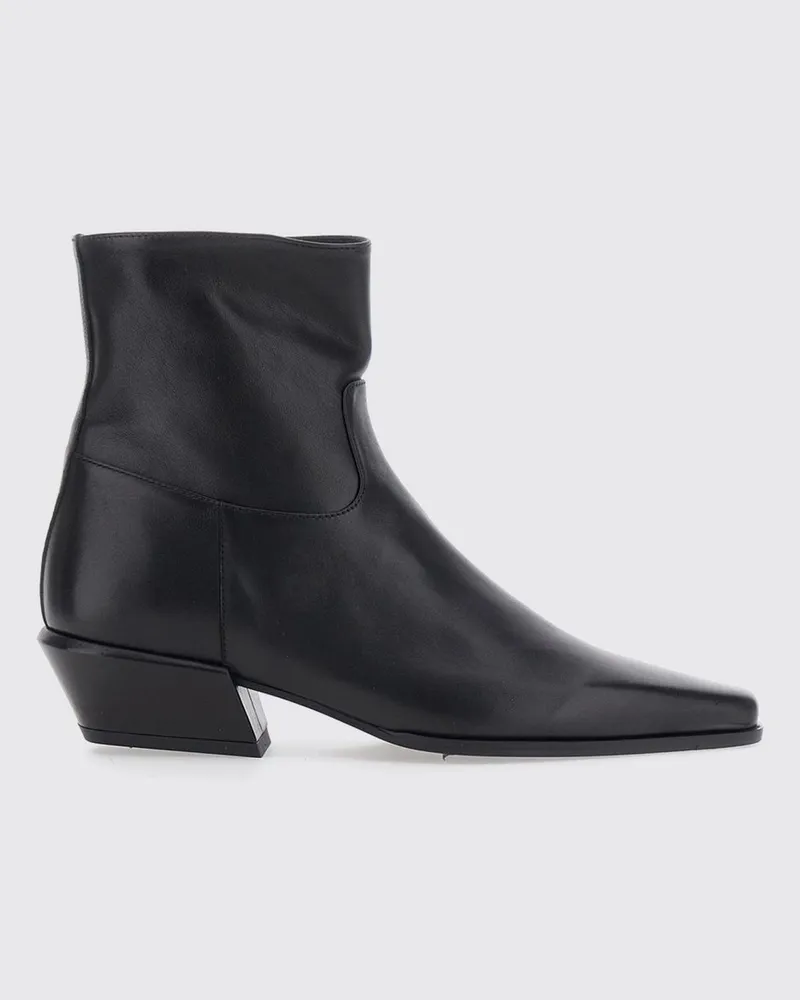 Semicouture Westernstiefel aus Glattleder mit niedrigem ausgestelltem Absatz Schwarz
