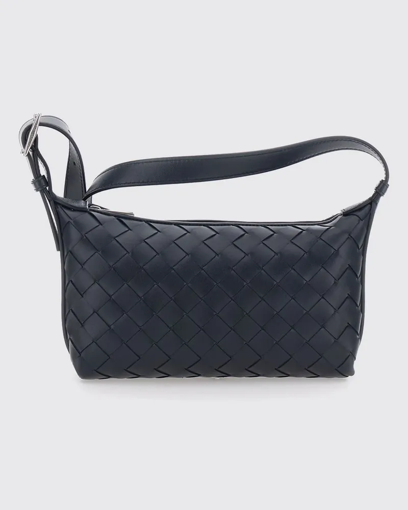 Bottega Veneta Intrecciato Kalbsleder-Umhängetasche mit Reißverschluss Blau