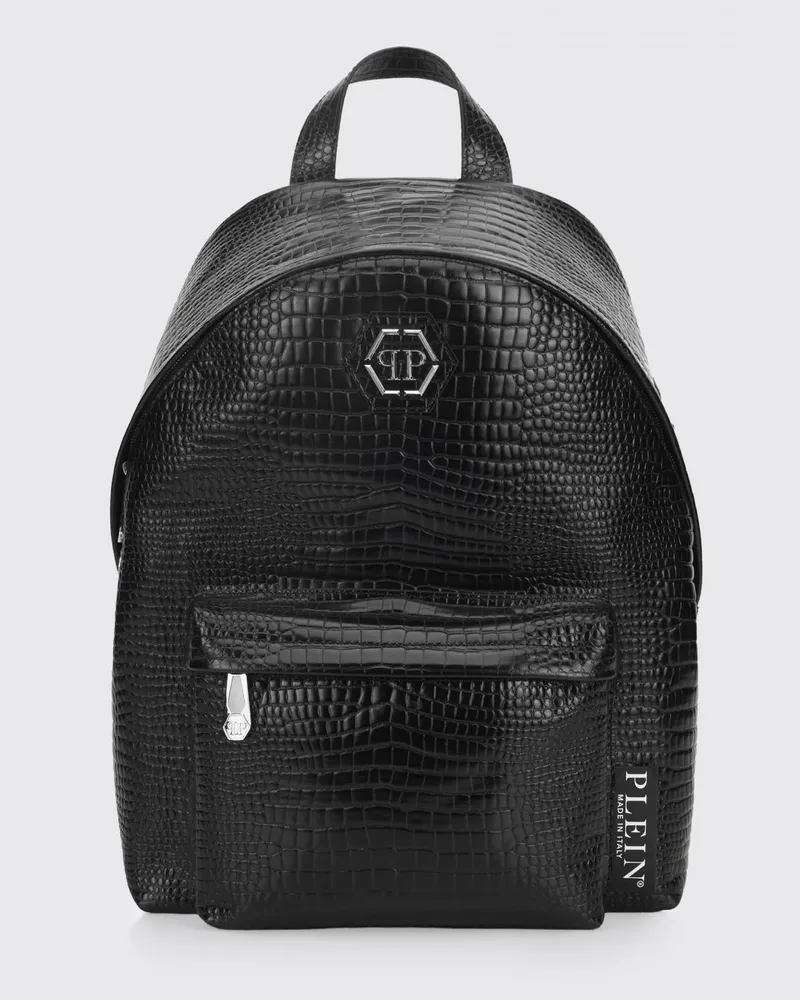 Philipp Plein Rucksack aus Krokoprägeleder Schwarz