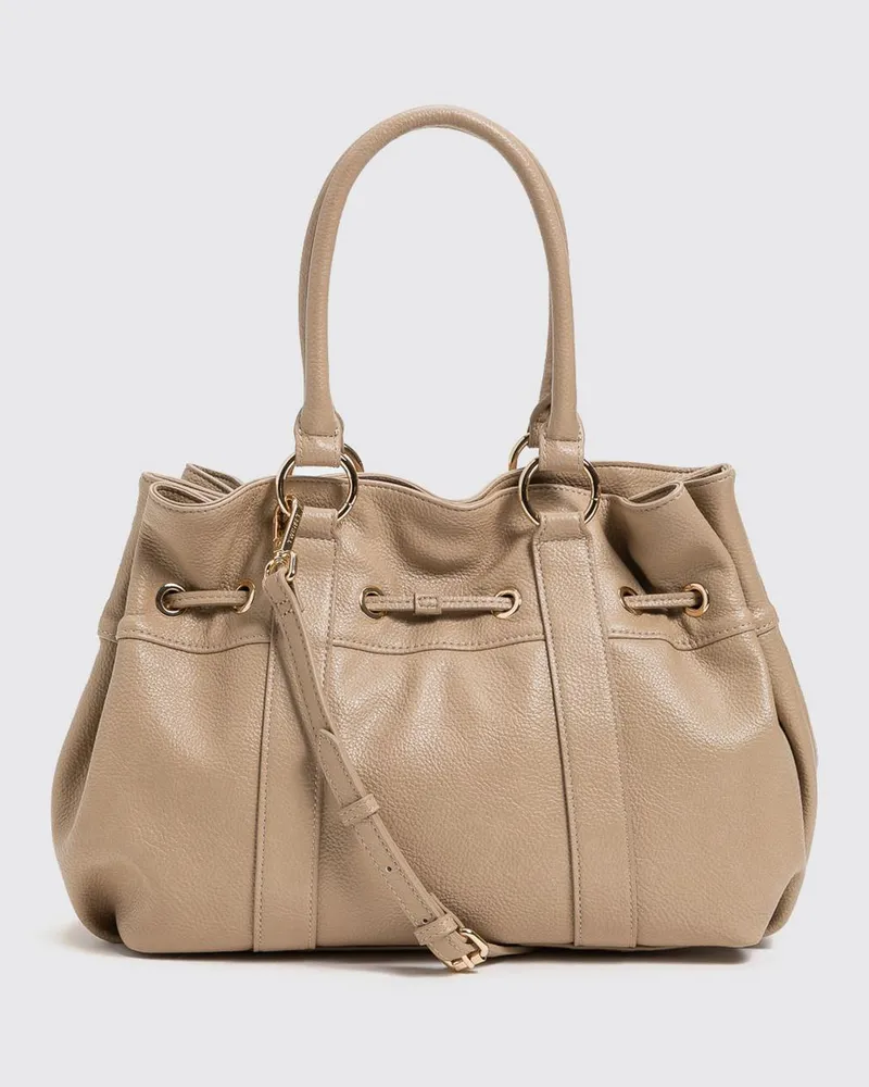 Twin-Set Handtasche von aus Kunstleder mit Doppelgriff und Umhängeriemen Kaki