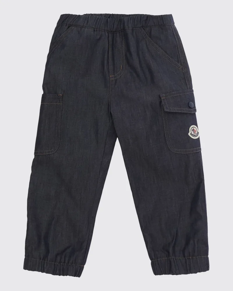 Moncler Baumwoll-Cargohose für Jungen mit elastischem Bund Blau