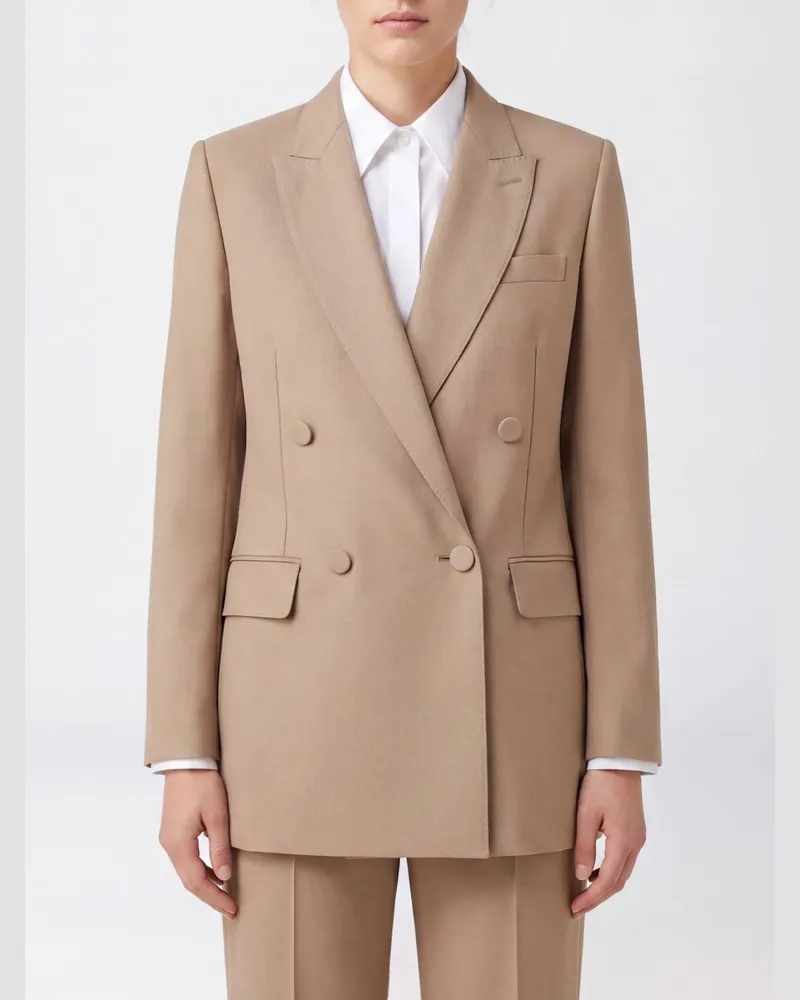 Valentino Garavani Kurzer Zweireiher-Blazer aus Mohair und Wolle mit steigendem Revers Beige