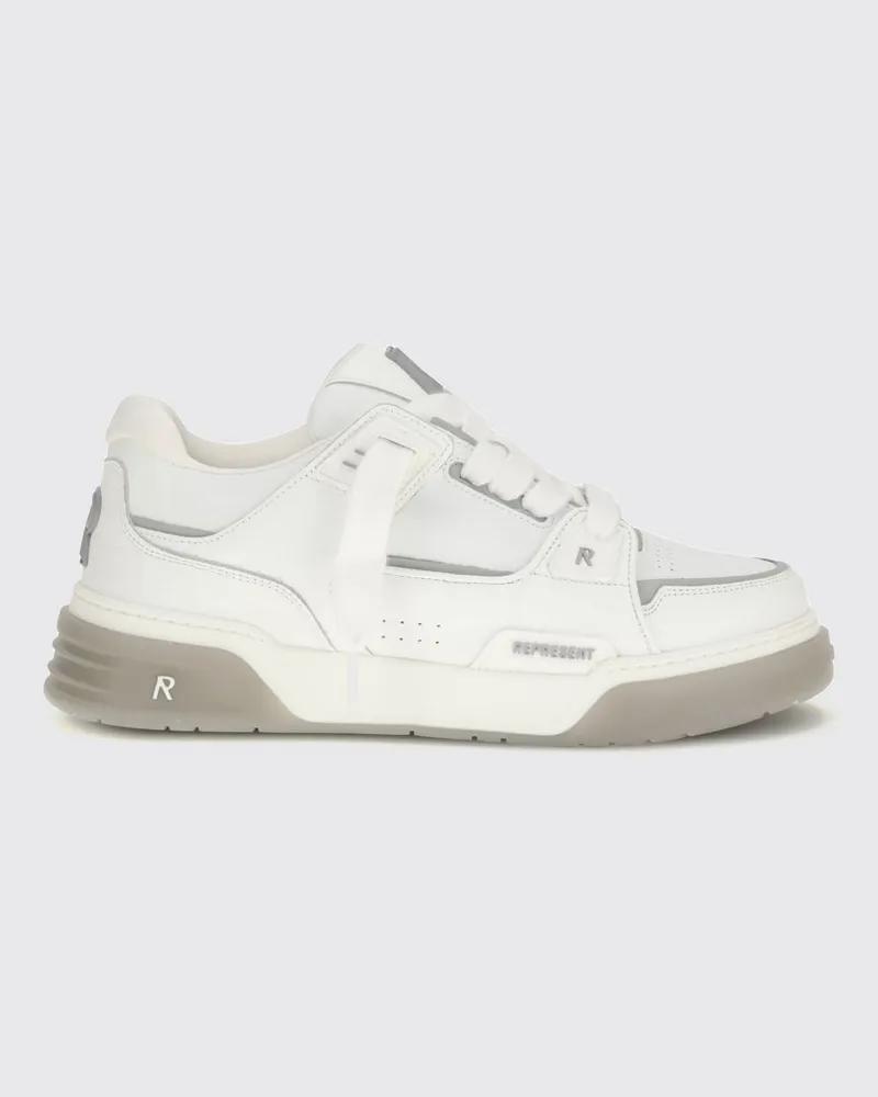 REPRESENT Studio zweifarbige Sneaker aus Kalbsleder mit Kontrastlogo Weiß