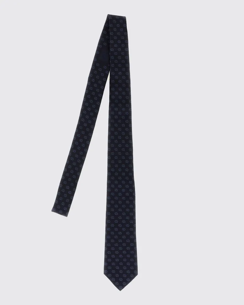 Gucci Krawatte aus reiner Seide mit GG-Muster Blau