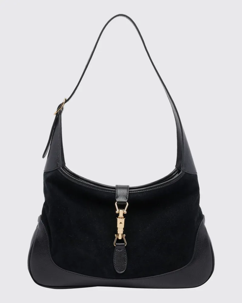 Gucci Jackie 1961 Medium Schultertasche aus genarbtem Leder mit Kolbenverschluss Schwarz