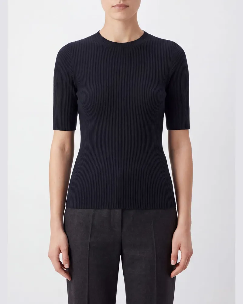 Fabiana Filippi Kurzärmliger Pullover mit Rundhalsausschnitt von aus Wolle, Seide und Kaschmir Blau