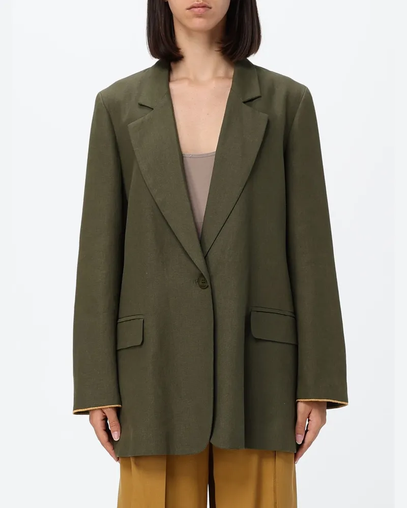 Twin-Set Einreihiger Blazer aus Leinenmischung Grün