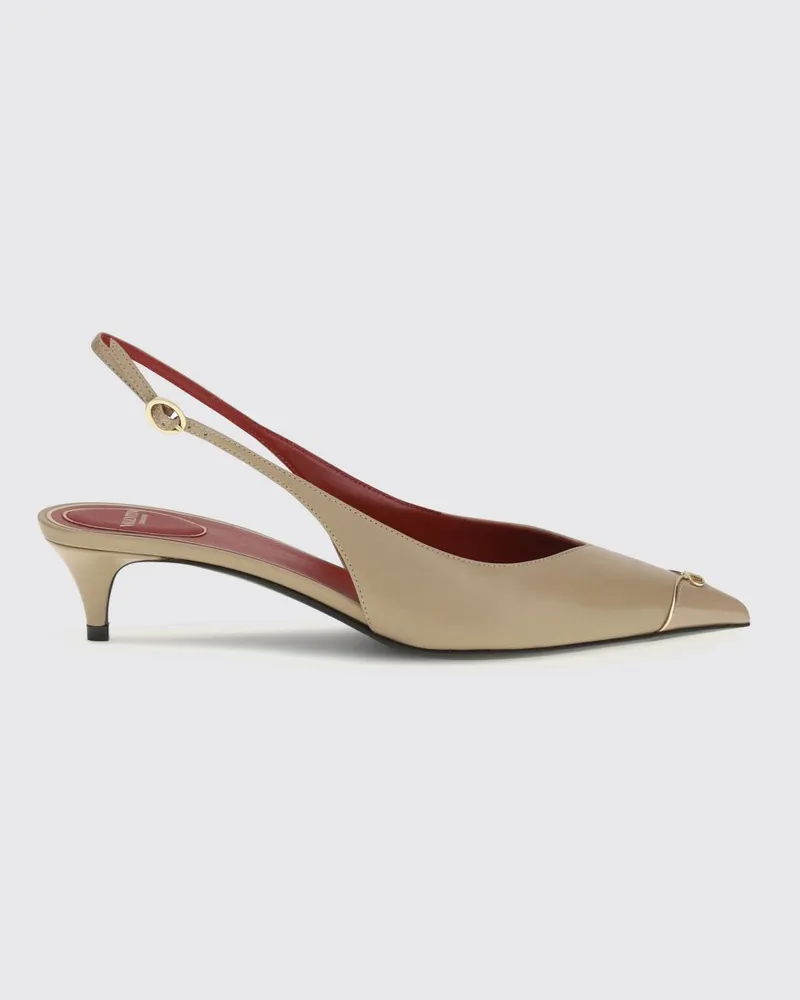 Valentino Garavani VLogo Signature Slingback-Pumps mit niedrigem Absatz aus Kalbsleder Camel