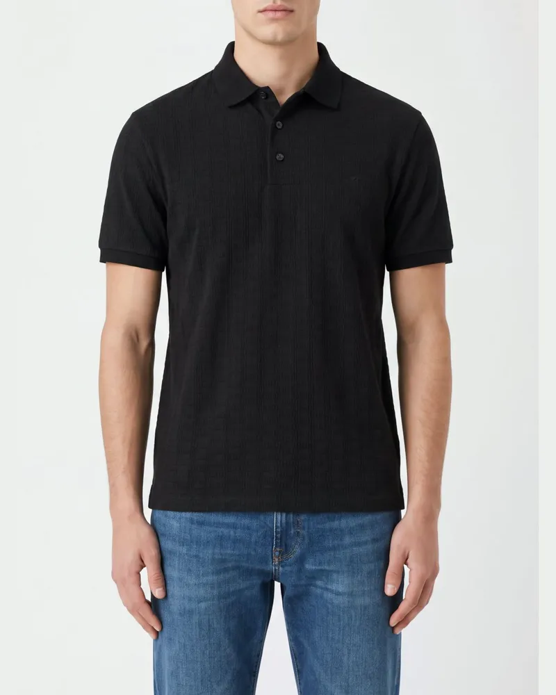 Emporio Armani Kurzärmeliges Polohemd aus Baumwoll-Piqué Schwarz