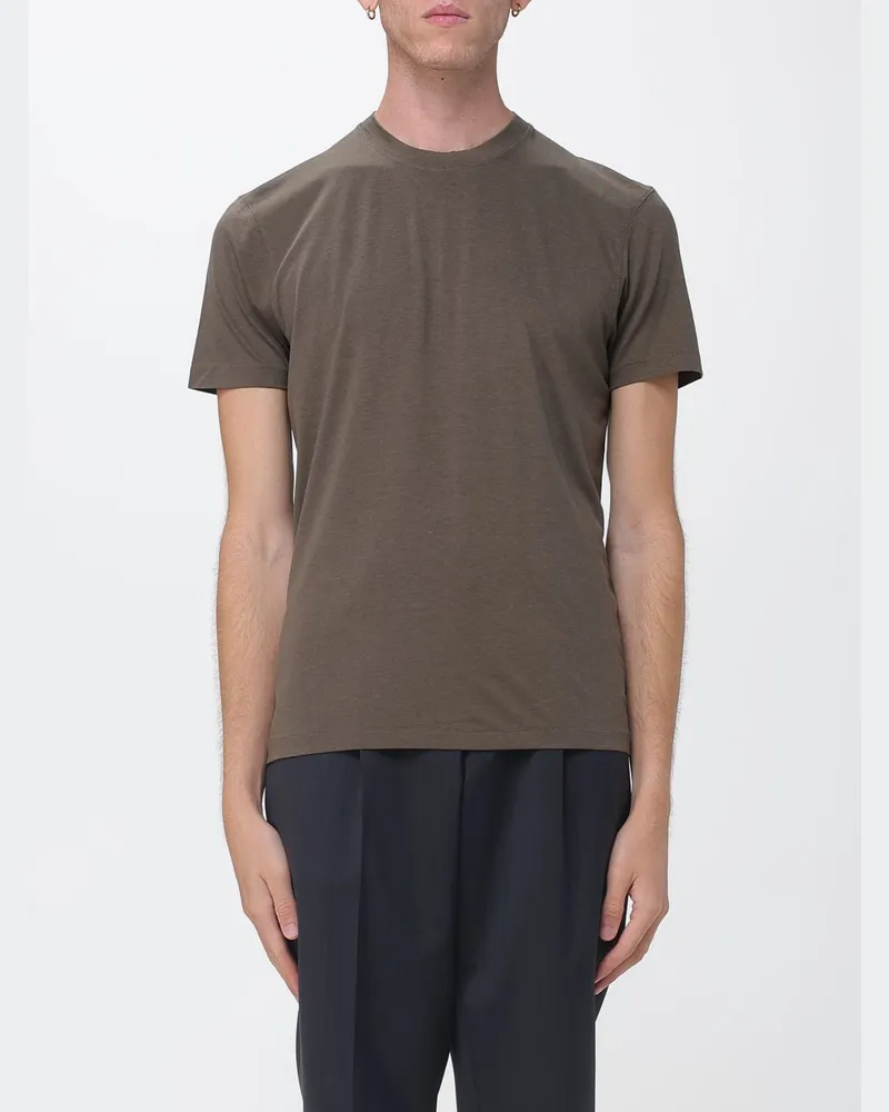 Tom Ford T-Shirt mit Rundhalsausschnitt aus Lyocell- und Baumwollmischung Grau