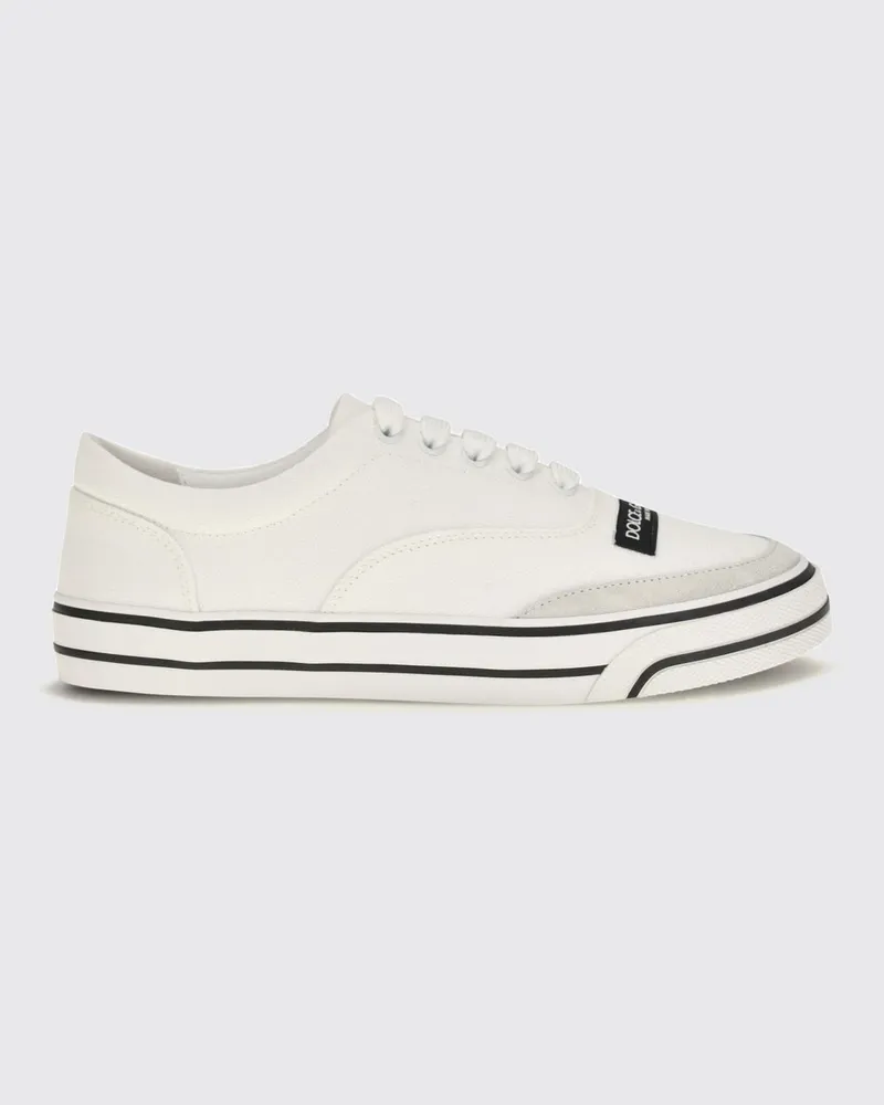 Dolce & Gabbana DOLCE  GABBANA Dolce & Gabbana DG Sailing Low-Top-Sneaker aus Leder und Baumwoll-Canvas Weiß