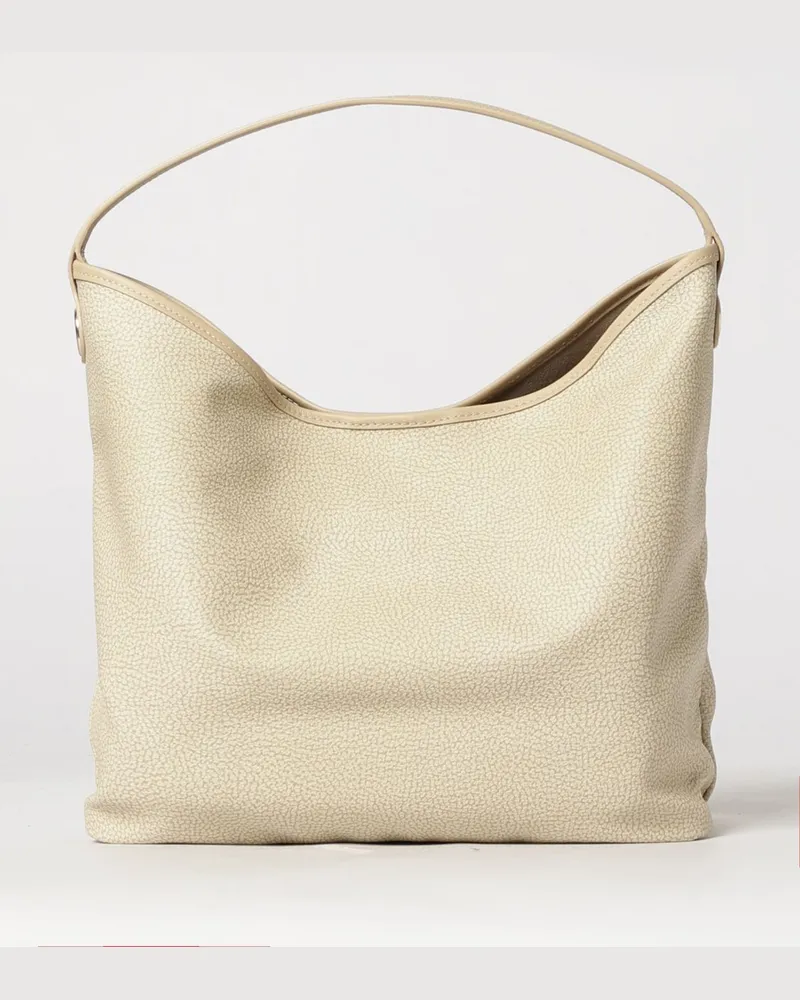 Borbonese Hobo-Tasche aus recyceltem Nylon mit Punktemuster und Magnetverschluss Sand