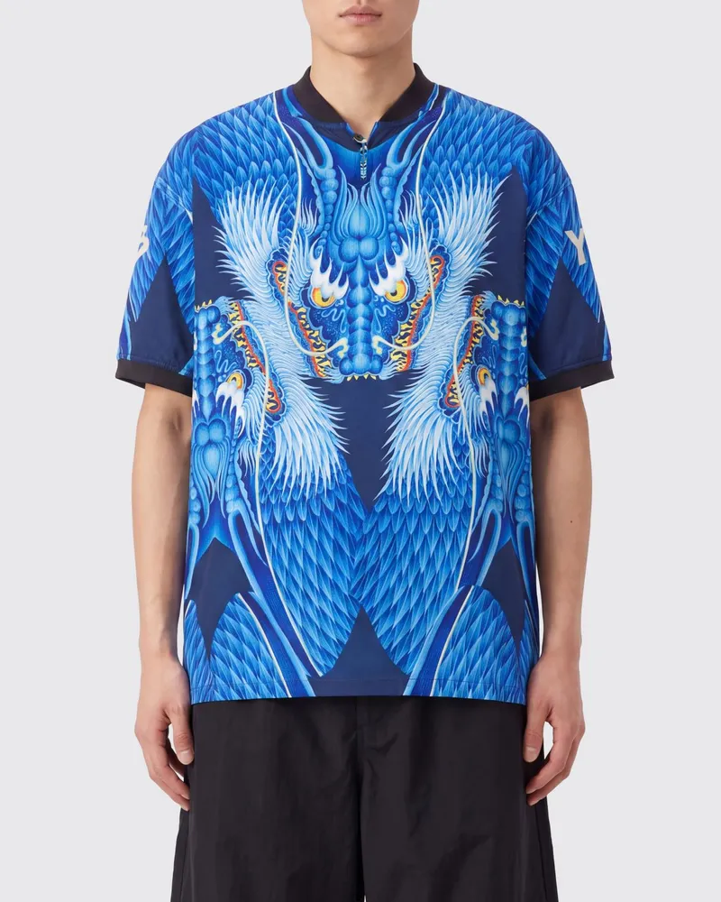 Y-3 Relaxed-Fit T-Shirt aus recyceltem Funktionsstoff mit Grafikprint Blau