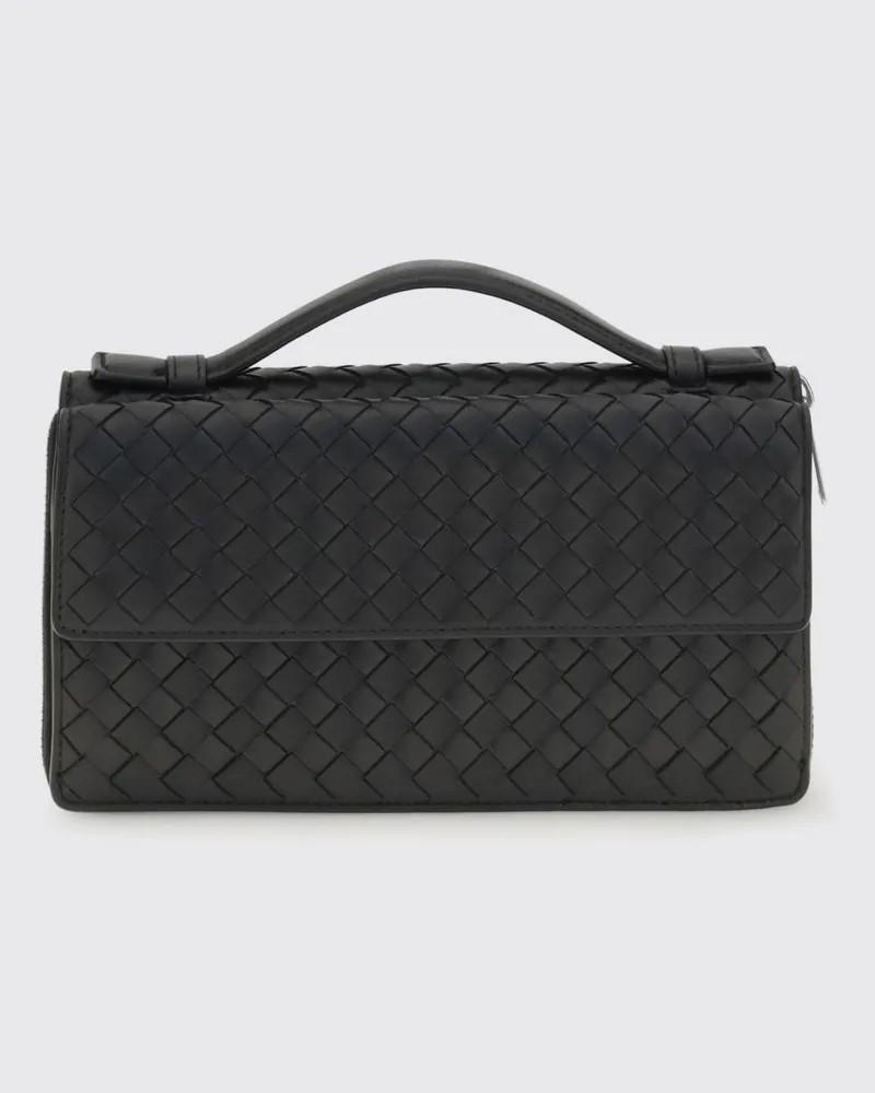Bottega Veneta Continental-Geldbörse von aus Intrecciato-Leder mit Rundum-Reißverschluss Schwarz