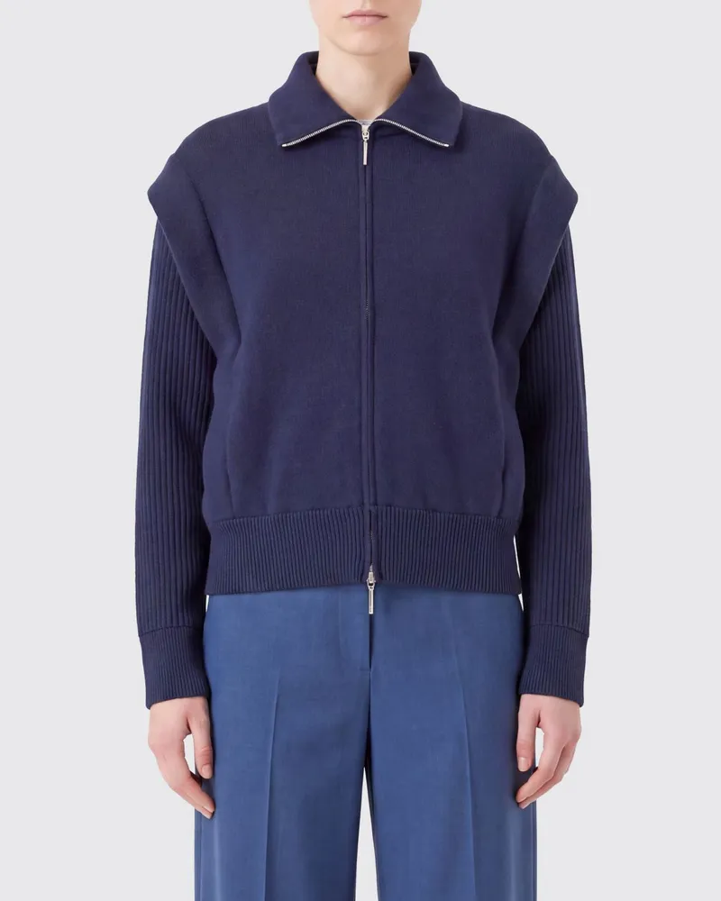 Giorgio Armani Bomberjacke aus Wollstrick mit Reißverschluss und Rippbündchen Navy
