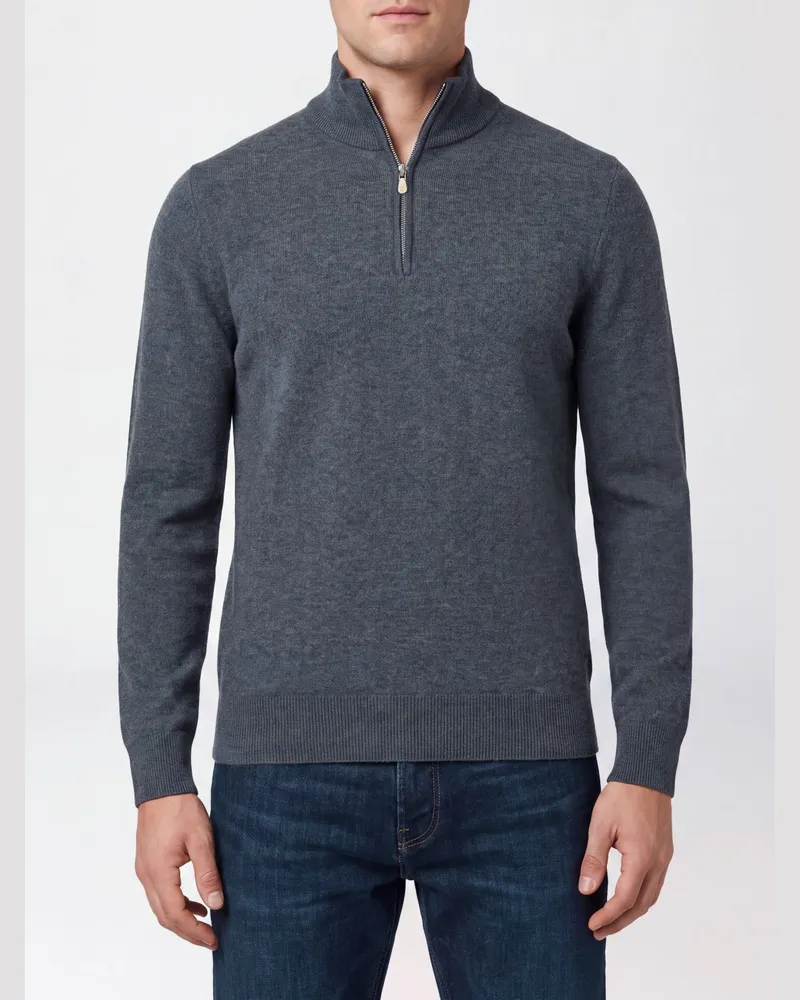 Brunello Cucinelli Slim-Fit Kaschmir-Rollkragenpullover mit halbem Reißverschluss Blau