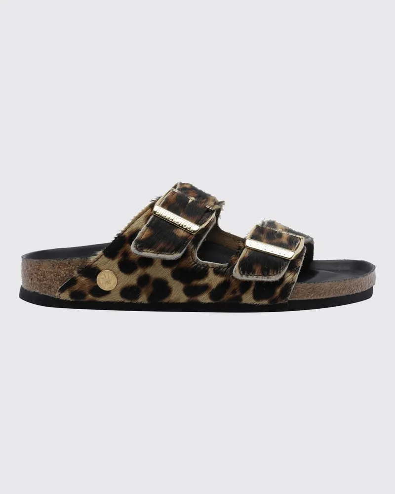 Birkenstock Flache Arizona Sandalen aus Ponyfell mit Animal-Print Braun