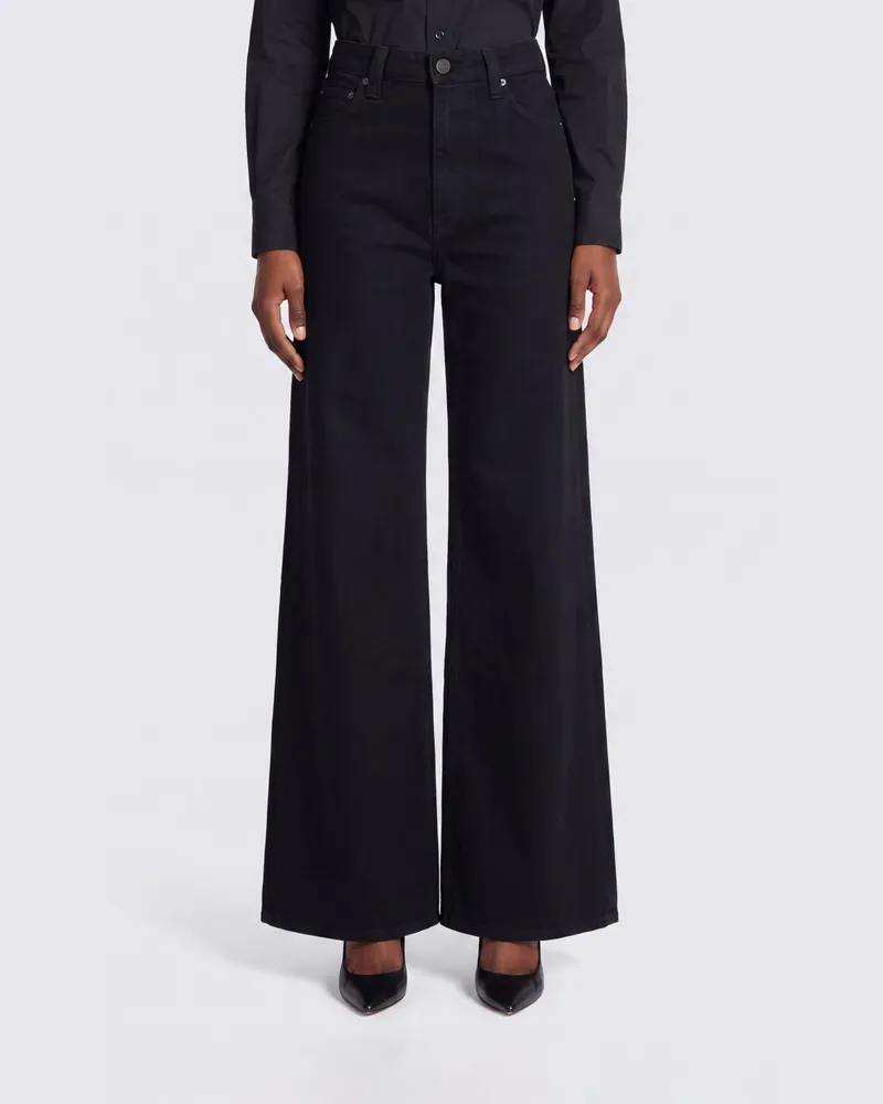 KHAITE Dane Jeans mit hohem Bund und weitem Bein aus Baumwoll-Denim Schwarz