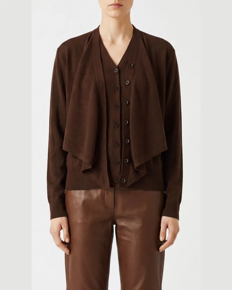 Christophe Lemaire Wollmisch-Cardigan mit V-Ausschnitt und Knopfverschluss Burgunderrot