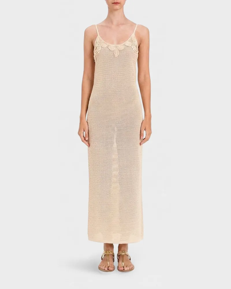 Twin-Set Langes Häkelkleid Beige
