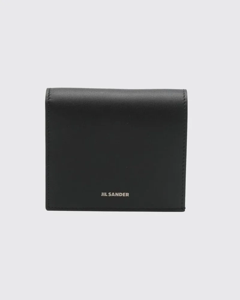 Jil Sander Bifold-Portemonnaie von aus Kalbsleder mit Reißverschlusstasche Schwarz