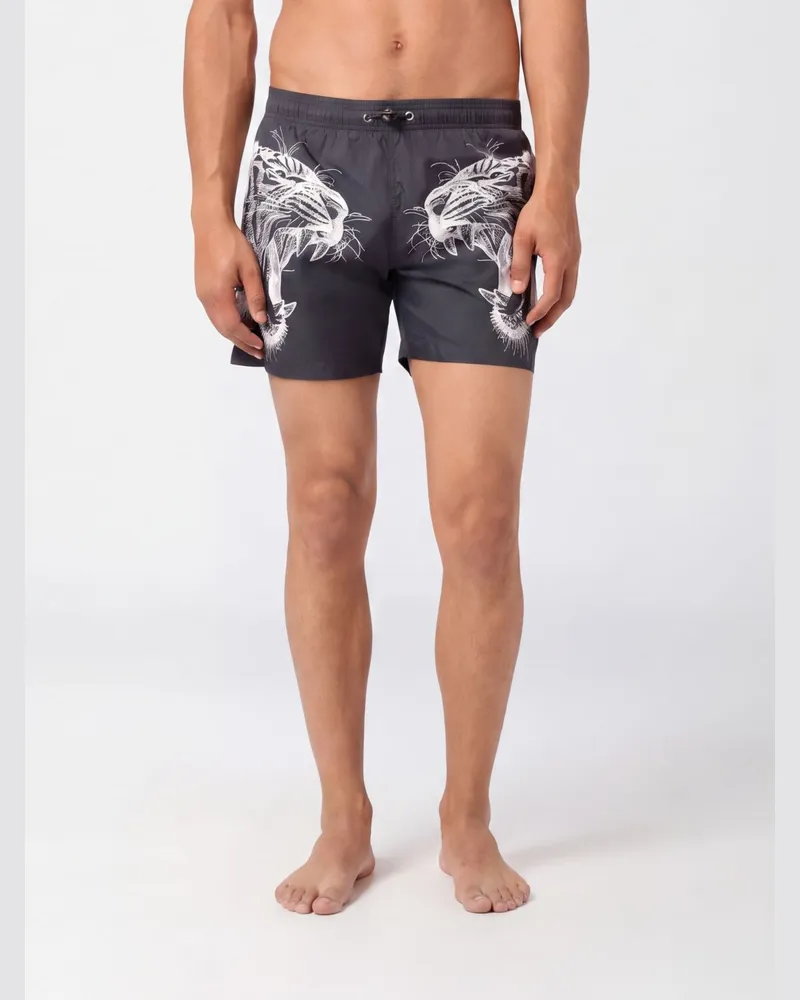 Philipp Plein Polyester-Badeshorts mit Grafikprint und Kordelzugbund Weiss