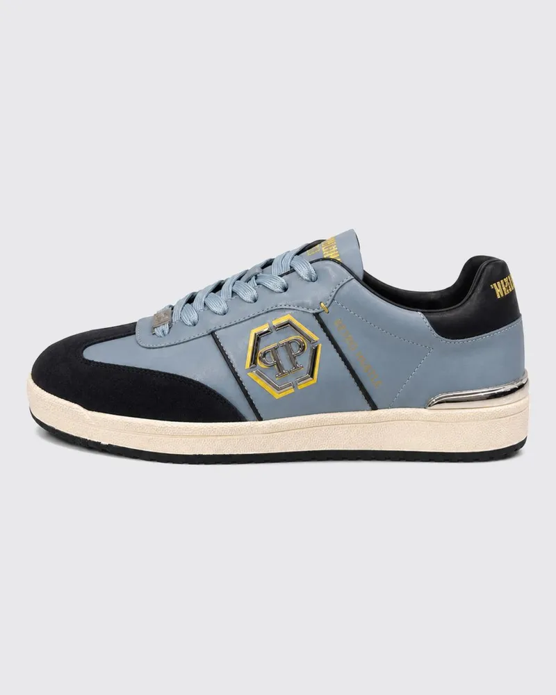 Philipp Plein Retro Hustle Sneaker aus Leder mit Hexagon-Logo Türkis